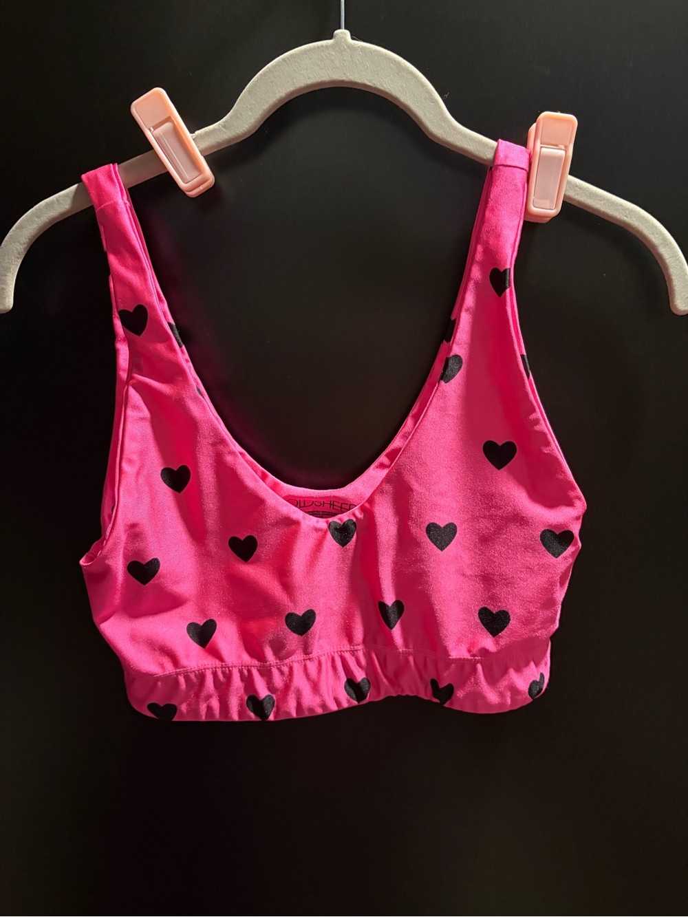 Goldsheep Hot Pink Heart-Print Bralette